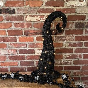 Rachel Zoe Black and silver spiders 5 feet long witches hat is spooky nights